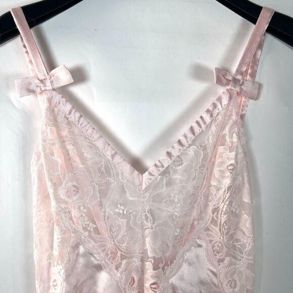 Lily of France Other - Lily of France Vintage Maxi Gown Small Babydoll Pink Bows‎ Lace Coquette Fairy